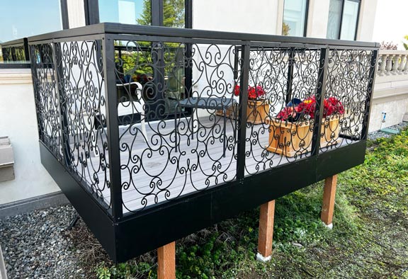 Ornate custom railing with curves and swirls