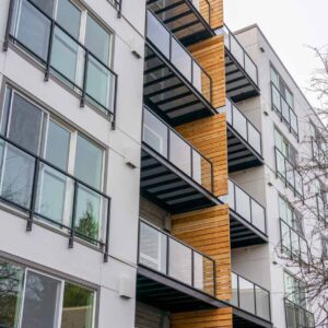 Custom framed glass railings and balconies