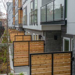 Fences separating ground floor units of a complex